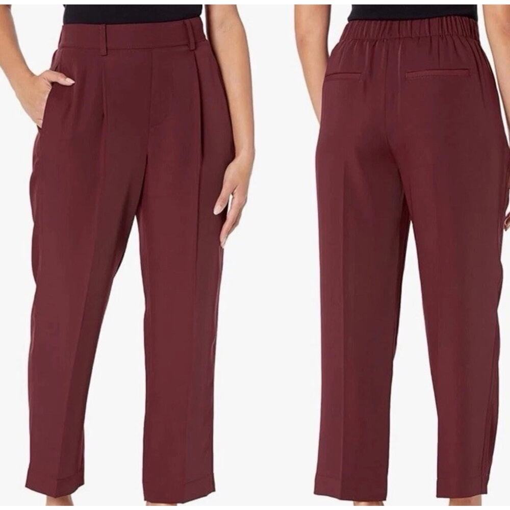 Vince Women's Tapered High Rise Pants Size 14 Plum Wine Burgundy